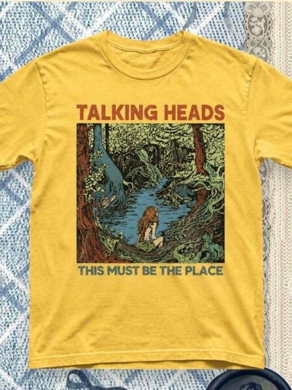 Gildan Yellow Talking Heads "This Must Be The Place" Graphic Tee